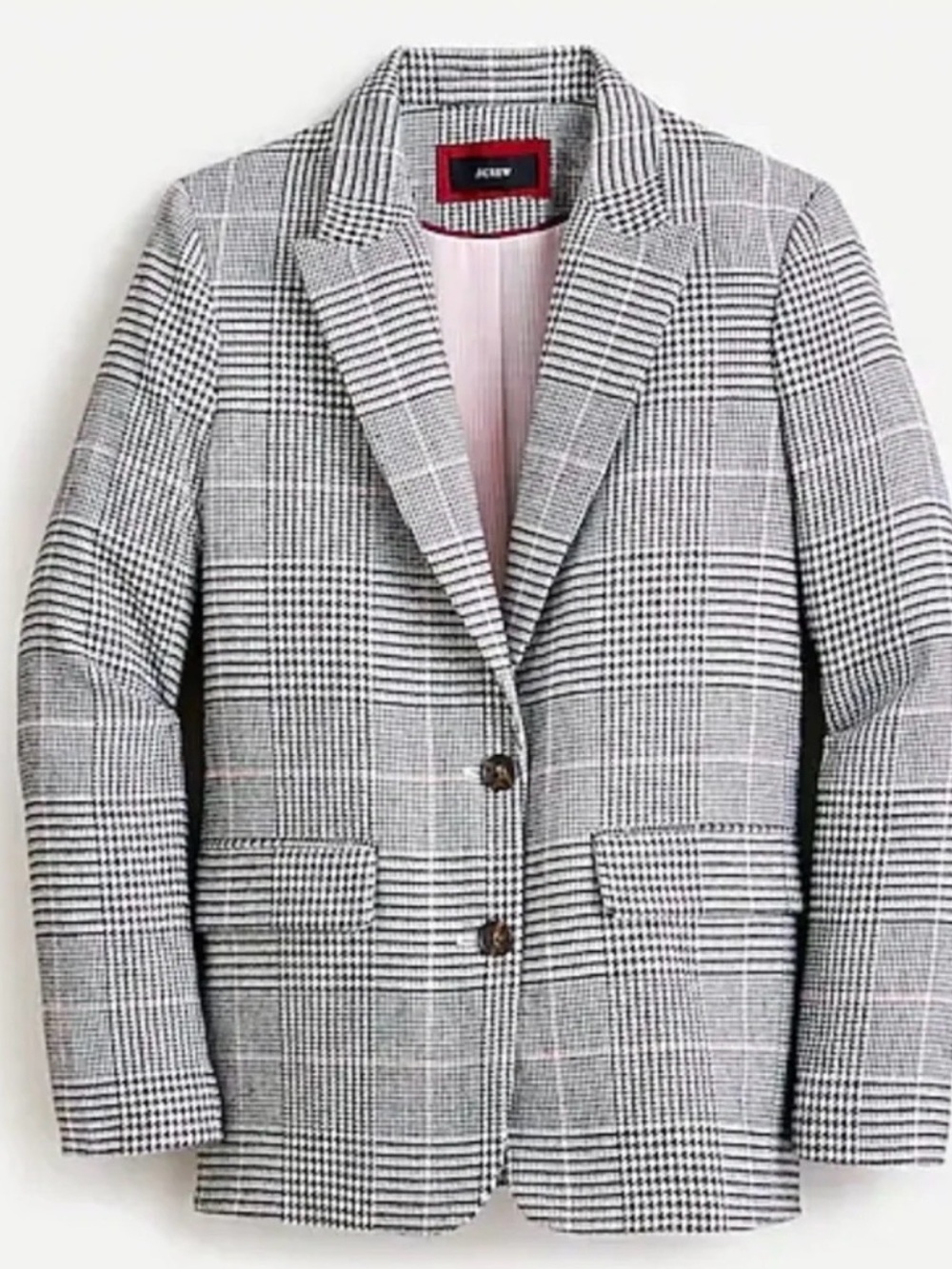 J. Crew Black and Gray Glen Plaid Single-Breasted Blazer